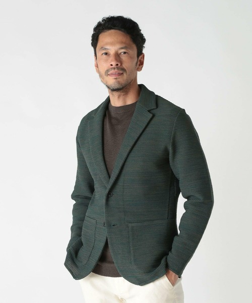 MEN'S BIGI(メンズビギ)の「3色撚りニットジャケット(テーラードジャケット・メンズ・ネイビー/グリーン・02/03/04)」の4枚目の写真