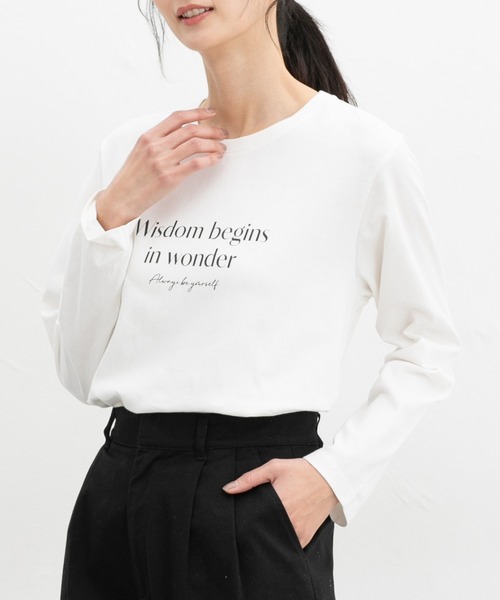 Honeys(ハニーズ)の「ロゴプリントTシャツ(Tシャツ/カットソー・レディース・ホワイト×ブラック/ホワイト×ブルー/ブラック/オートミール/スミクロ・L/LL/M/S)」の3枚目の写真