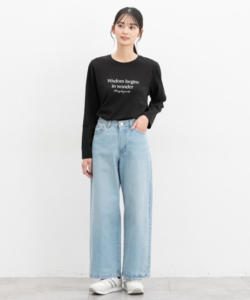 Honeys(ハニーズ)の「ロゴプリントTシャツ(Tシャツ/カットソー・レディース・ホワイト×ブラック/ホワイト×ブルー/ブラック/オートミール/スミクロ・L/LL/M/S)」の9枚目の写真
