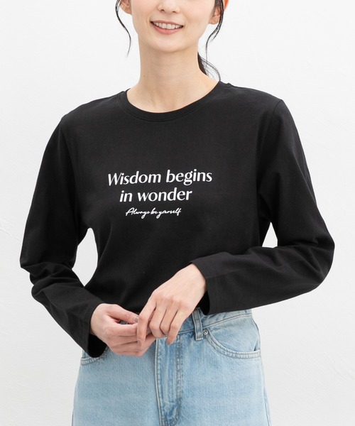 Honeys(ハニーズ)の「ロゴプリントTシャツ(Tシャツ/カットソー・レディース・ホワイト×ブラック/ホワイト×ブルー/ブラック/オートミール/スミクロ・L/LL/M/S)」の10枚目の写真