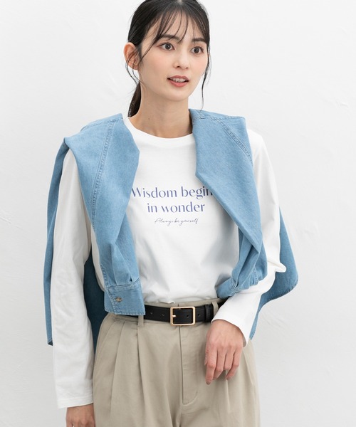Honeys(ハニーズ)の「ロゴプリントTシャツ(Tシャツ/カットソー・レディース・ホワイト×ブラック/ホワイト×ブルー/ブラック/オートミール/スミクロ・L/LL/M/S)」の15枚目の写真