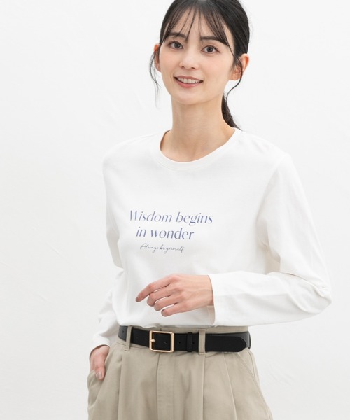 Honeys(ハニーズ)の「ロゴプリントTシャツ(Tシャツ/カットソー・レディース・ホワイト×ブラック/ホワイト×ブルー/ブラック/オートミール/スミクロ・L/LL/M/S)」の16枚目の写真