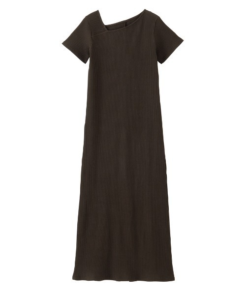 RANAN（ラナン）の「【全骨格細見え】アシメネックハーフスリーブリブワンピース（ワンピース・レディース・チャコール/ブラック/ブラック系その他/オートミール/ホワイト系その他・L/M/LL）」の11枚目の写真