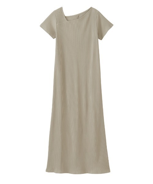 RANAN（ラナン）の「【全骨格細見え】アシメネックハーフスリーブリブワンピース（ワンピース・レディース・チャコール/ブラック/ブラック系その他/オートミール/ホワイト系その他・L/M/LL）」の12枚目の写真