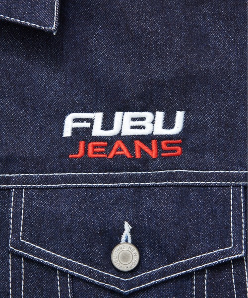 FUBU 光沢 ブランドロゴ刺繍デニムジャケット FUBU 光沢 ブランドロゴ刺繍デニムジャケット