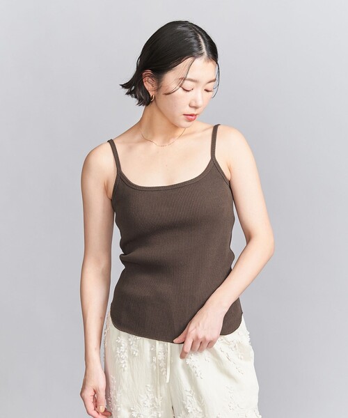 BEAUTY&YOUTH UNITED ARROWS（ビューティーアンドユースユナイテッドアローズ）の「コットンリブ ブラキャミソール（キャミソール・レディース・ダークブラウン/オフホワイト/ブラック・FREE）」の4枚目の写真