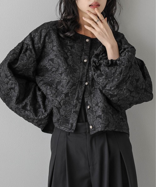 La-gemme(ラジェム)の「ふくれジャガードブルゾン(ブルゾン・レディース・ネイビー/ベージュ/ブラック・フリー)」の19枚目の写真