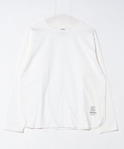 quadro(クオドロ)の「14/1エメラルド天竺ドロップショルダークルーネックプルオーバー(Tシャツ/カットソー・メンズ・ダークネイビー/グレー/オフホワイト・MEDIUM/LARGE)」の3枚目の写真
