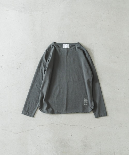 quadro(クオドロ)の「14/1エメラルド天竺ドロップショルダークルーネックプルオーバー(Tシャツ/カットソー・メンズ・ダークネイビー/グレー/オフホワイト・MEDIUM/LARGE)」の1枚目の写真