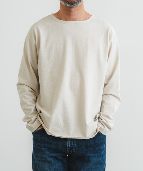 quadro(クオドロ)の「14/1エメラルド天竺ドロップショルダークルーネックプルオーバー(Tシャツ/カットソー・メンズ・ダークネイビー/グレー/オフホワイト・MEDIUM/LARGE)」の17枚目の写真