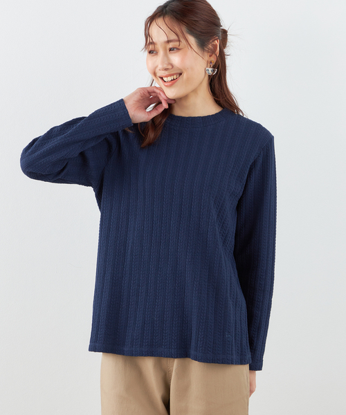 DECOY SINCE 1981(デコイシンスイチキュウハチイチ)の「【2025年春夏】ジャガードハイネックプルオーバー(Tシャツ/カットソー・レディース・アイボリー/グリーン/ネイビー・M/L/LL)」の2枚目の写真