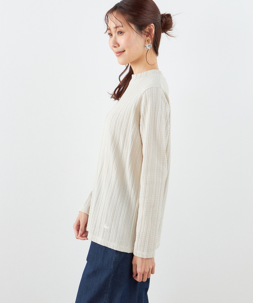 DECOY SINCE 1981(デコイシンスイチキュウハチイチ)の「【2025年春夏】ジャガードハイネックプルオーバー(Tシャツ/カットソー・レディース・アイボリー/グリーン/ネイビー・M/L/LL)」の5枚目の写真