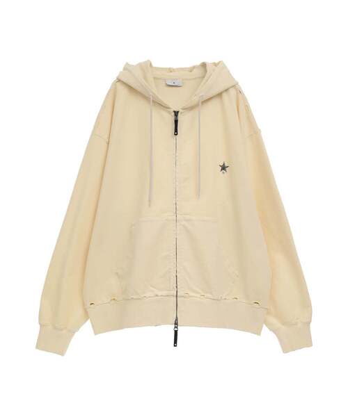 CONVERSE TOKYO(コンバーストウキョウ)の「PIGMENT DYE DISTRESSED ZIP-UP HOODIE(パーカー・レディース・ピンク/アイボリー/スミクロ・MEDIUM/SMALL)」の2枚目の写真