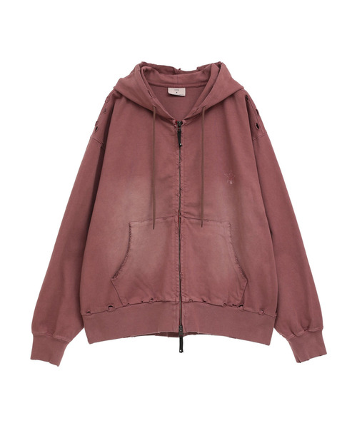 CONVERSE TOKYO(コンバーストウキョウ)の「PIGMENT DYE DISTRESSED ZIP-UP HOODIE(パーカー・レディース・ピンク/アイボリー/スミクロ・MEDIUM/SMALL)」の10枚目の写真