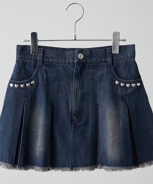 セール】【napinna maison×4sisters】スタッズフリンジデニムスカート