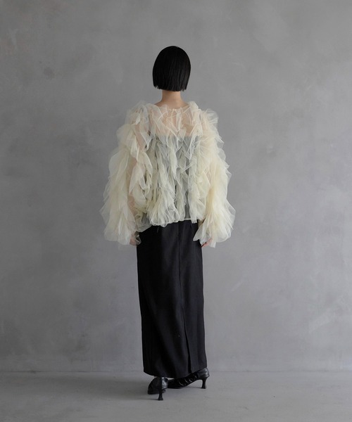 epine ブラウス チュール  all tulle frill blouse MINERTE ブラウス シャツ 「MINERTE」「オケージョン」 ruffled
