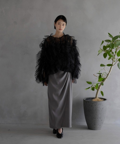 epine ブラウス チュール  all tulle frill blouse BONNE tulle frill fluffy blouse | BONNE
