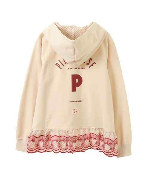 PINK HOUSE（ピンクハウス）の「いちごステッチレース使いパーカー（パーカー・レディース・ブラック/ブルーグレー/アイボリー/ピンク/ミント・MEDIUM/LARGE）」の16枚目の写真