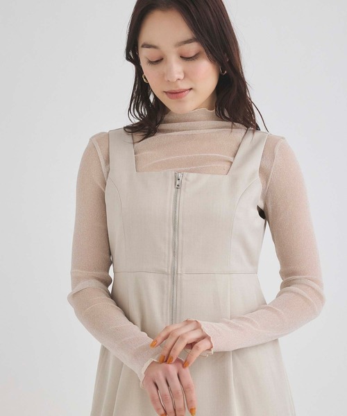 Edit Sheen（エディットシーン）の「ラメシアーメロウハイネック（Tシャツ/カットソー・レディース・ダークグレー/ホワイト/ブラック/アイボリー・M）」の2枚目の写真