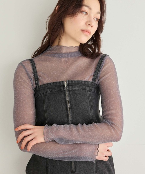 Edit Sheen（エディットシーン）の「ラメシアーメロウハイネック（Tシャツ/カットソー・レディース・ダークグレー/ホワイト/ブラック/アイボリー・M）」の4枚目の写真