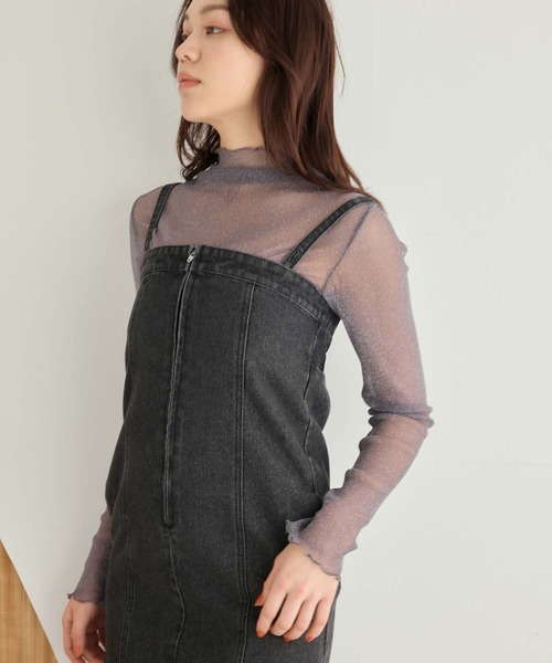 Edit Sheen（エディットシーン）の「ラメシアーメロウハイネック（Tシャツ/カットソー・レディース・ダークグレー/ホワイト/ブラック/アイボリー・M）」の10枚目の写真