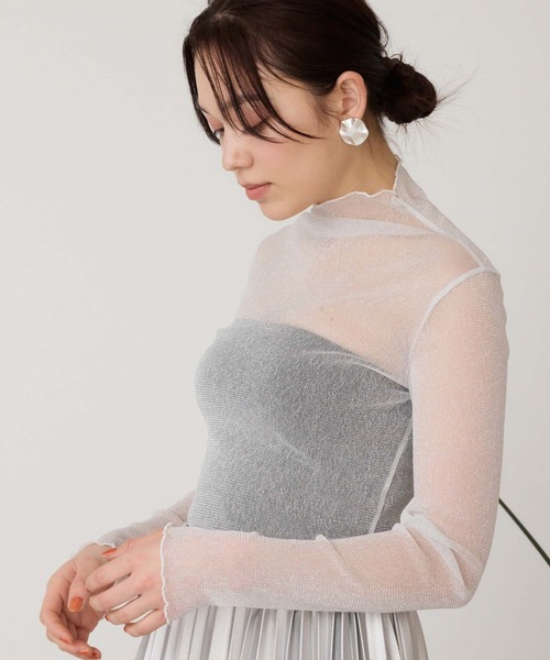 Edit Sheen（エディットシーン）の「ラメシアーメロウハイネック（Tシャツ/カットソー・レディース・ダークグレー/ホワイト/ブラック/アイボリー・M）」の19枚目の写真