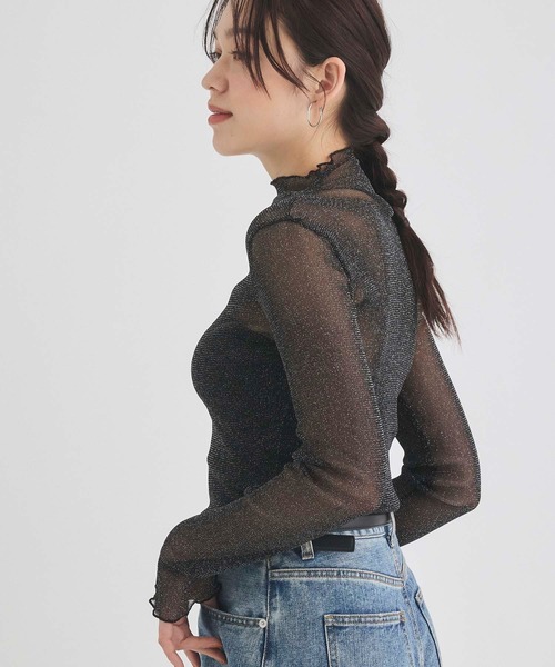 Edit Sheen（エディットシーン）の「ラメシアーメロウハイネック（Tシャツ/カットソー・レディース・ダークグレー/ホワイト/ブラック/アイボリー・M）」の5枚目の写真