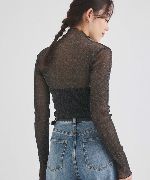 Edit Sheen（エディットシーン）の「ラメシアーメロウハイネック（Tシャツ/カットソー・レディース・ダークグレー/ホワイト/ブラック/アイボリー・M）」の6枚目の写真