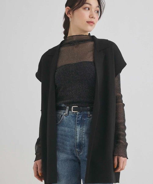 Edit Sheen（エディットシーン）の「ラメシアーメロウハイネック（Tシャツ/カットソー・レディース・ダークグレー/ホワイト/ブラック/アイボリー・M）」の7枚目の写真