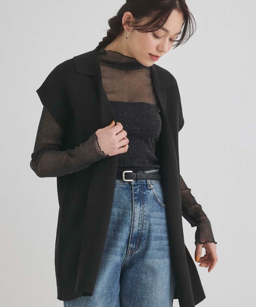 Edit Sheen（エディットシーン）の「ラメシアーメロウハイネック（Tシャツ/カットソー・レディース・ダークグレー/ホワイト/ブラック/アイボリー・M）」の8枚目の写真