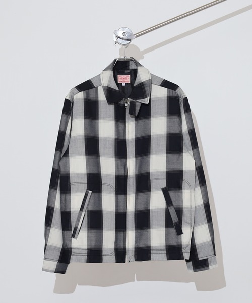 BIG MIKE(ビッグマイク)の「BIG MIKE レーヨン混 オンブレチェックブロックチェック スイングトップ ジップアップブルゾン(ブルゾン・メンズ・ホワイト×ブラック/ブラック系その他・L/M/XL)」の2枚目の写真