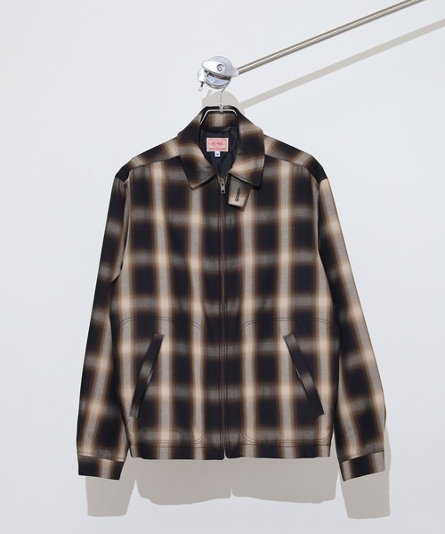 BIG MIKE レーヨン混 オンブレチェックブロックチェック スイングトップ ジップアップブルゾン