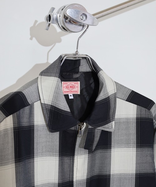 BIG MIKE(ビッグマイク)の「BIG MIKE レーヨン混 オンブレチェックブロックチェック スイングトップ ジップアップブルゾン(ブルゾン・メンズ・ホワイト×ブラック/ブラック系その他・L/M/XL)」の5枚目の写真
