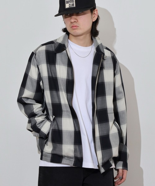 BIG MIKE(ビッグマイク)の「BIG MIKE レーヨン混 オンブレチェックブロックチェック スイングトップ ジップアップブルゾン(ブルゾン・メンズ・ホワイト×ブラック/ブラック系その他・L/M/XL)」の14枚目の写真