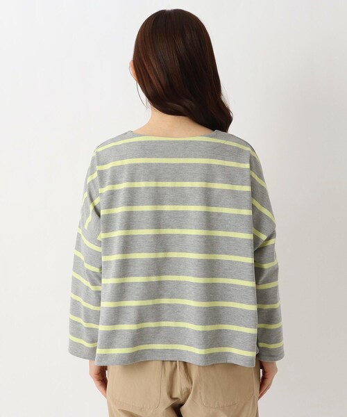 one'sterrace(ワンズテラス)の「ワイドボーダー 9分袖プルオーバー(Tシャツ/カットソー・レディース・アイボリー系8/ライトグリーン系/グレー系4/ブラック系8・02)」の7枚目の写真