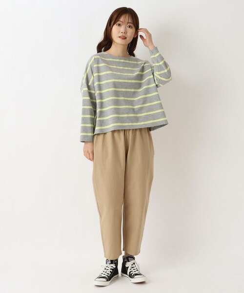 one'sterrace(ワンズテラス)の「ワイドボーダー 9分袖プルオーバー(Tシャツ/カットソー・レディース・アイボリー系8/ライトグリーン系/グレー系4/ブラック系8・02)」の19枚目の写真