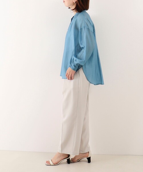 NOLLEY'S LIGHT（ノーリーズライト）の「ソフトローンバックシャーリングブラウス（シャツ/ブラウス・レディース・イエロー/カーキ/ブルー・38）」の9枚目の写真