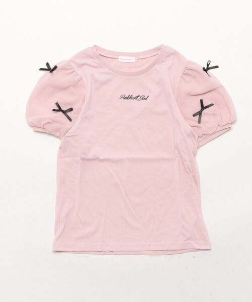 PINKHUNT（ピンクハント）の「PINKHUNT ピンクハント リボン付き 袖チュール Tシャツ 0554K（Tシャツ/カットソー・キッズ・ホワイト/ベビーピンク・130cm/140cm/150cm/160cm/120cm）」の5枚目の写真
