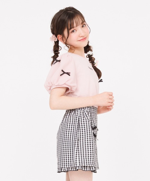 PINKHUNT（ピンクハント）の「PINKHUNT ピンクハント リボン付き 袖チュール Tシャツ 0554K（Tシャツ/カットソー・キッズ・ホワイト/ベビーピンク・130cm/140cm/150cm/160cm/120cm）」の7枚目の写真