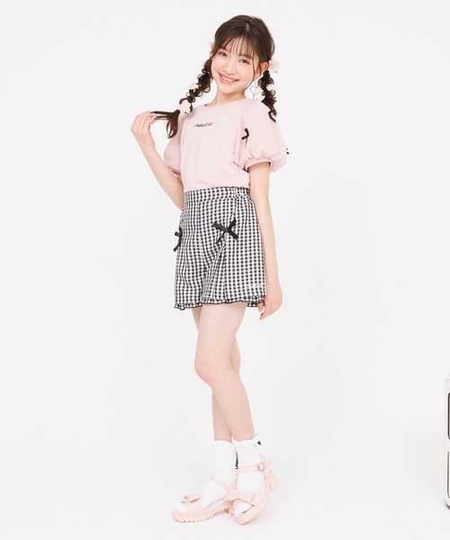 PINKHUNT（ピンクハント）の「PINKHUNT ピンクハント リボン付き 袖チュール Tシャツ 0554K（Tシャツ/カットソー・キッズ・ホワイト/ベビーピンク・130cm/140cm/150cm/160cm/120cm）」の8枚目の写真