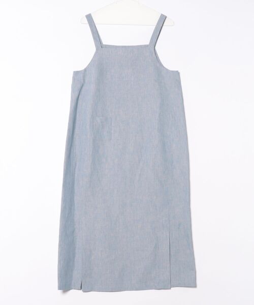 SIPULI（シプリ）の「Linen Chambray ジャンパースカート（ワンピース・レディース・ブラウン/ブルー・2）」の3枚目の写真