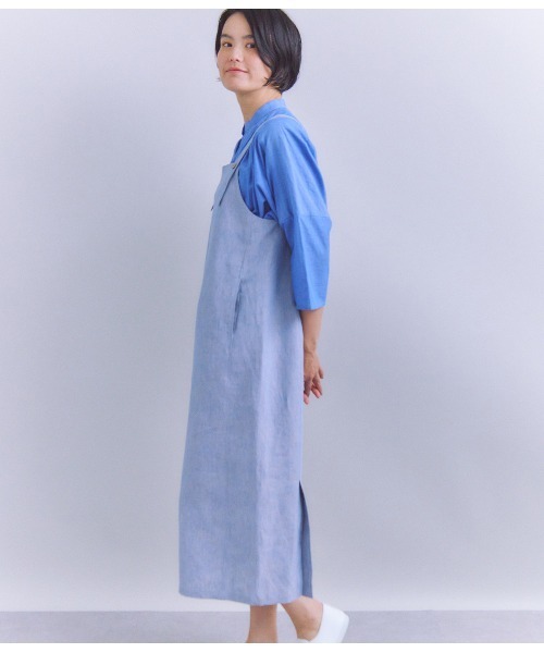 SIPULI（シプリ）の「Linen Chambray ジャンパースカート（ワンピース・レディース・ブラウン/ブルー・2）」の19枚目の写真