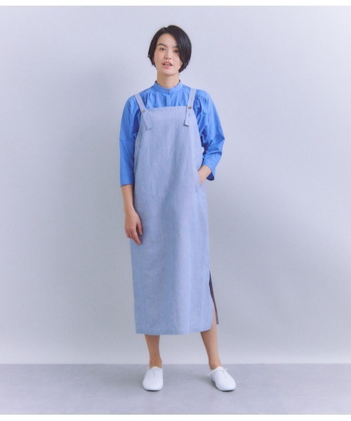 SIPULI（シプリ）の「Linen Chambray ジャンパースカート（ワンピース・レディース・ブラウン/ブルー・2）」の8枚目の写真