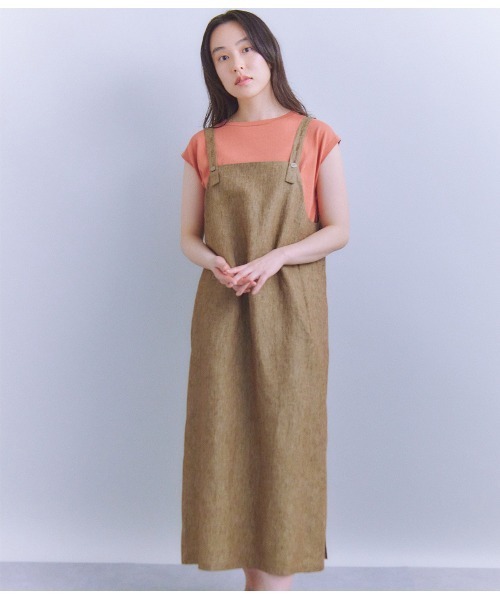 SIPULI（シプリ）の「Linen Chambray ジャンパースカート（ワンピース・レディース・ブラウン/ブルー・2）」の11枚目の写真