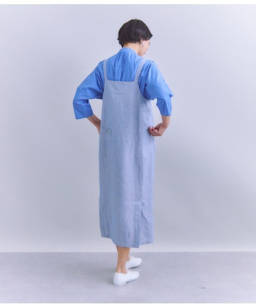 SIPULI（シプリ）の「Linen Chambray ジャンパースカート（ワンピース・レディース・ブラウン/ブルー・2）」の6枚目の写真