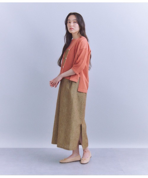 SIPULI（シプリ）の「Linen Chambray ジャンパースカート（ワンピース・レディース・ブラウン/ブルー・2）」の5枚目の写真