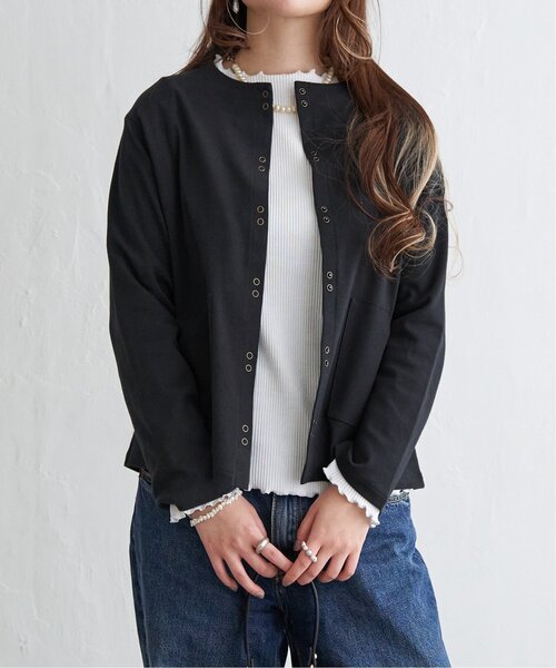 LBC（エルビーシー）の「ポンチミニスナップボタンカーディガン（カーディガン/ボレロ・レディース・イエロー/オフホワイト/ブラック・M）」の3枚目の写真