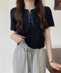 【ほぼ新品】BPN 黒 レースアップ 半袖Tシャツ レースアップ」に該当するTシャツ/カットソーファッション通販 - ZOZOTOWN