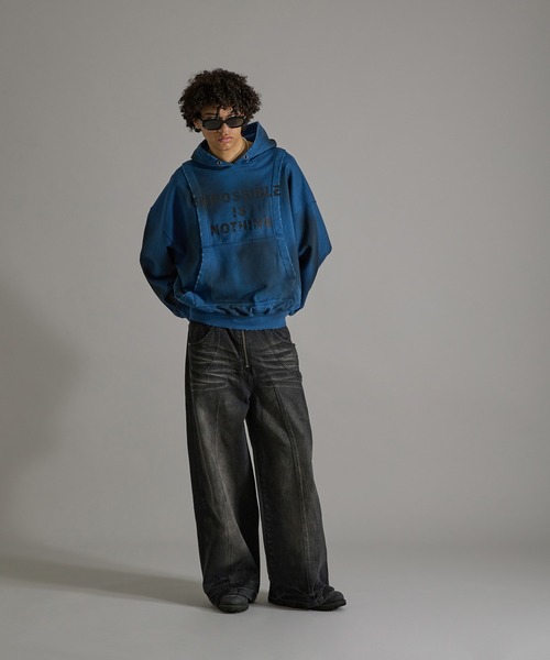 ANDER HUNK(アンダーハンク)の「Damege Heavyweight Spray Parker/ダメージヘビーウェイトスプレーパーカー(パーカー・メンズ・インディゴブルー/ブラウン・LARGE/MEDIUM/SMALL)」の15枚目の写真