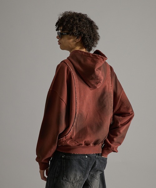 ANDER HUNK(アンダーハンク)の「Damege Heavyweight Spray Parker/ダメージヘビーウェイトスプレーパーカー(パーカー・メンズ・インディゴブルー/ブラウン・LARGE/MEDIUM/SMALL)」の8枚目の写真